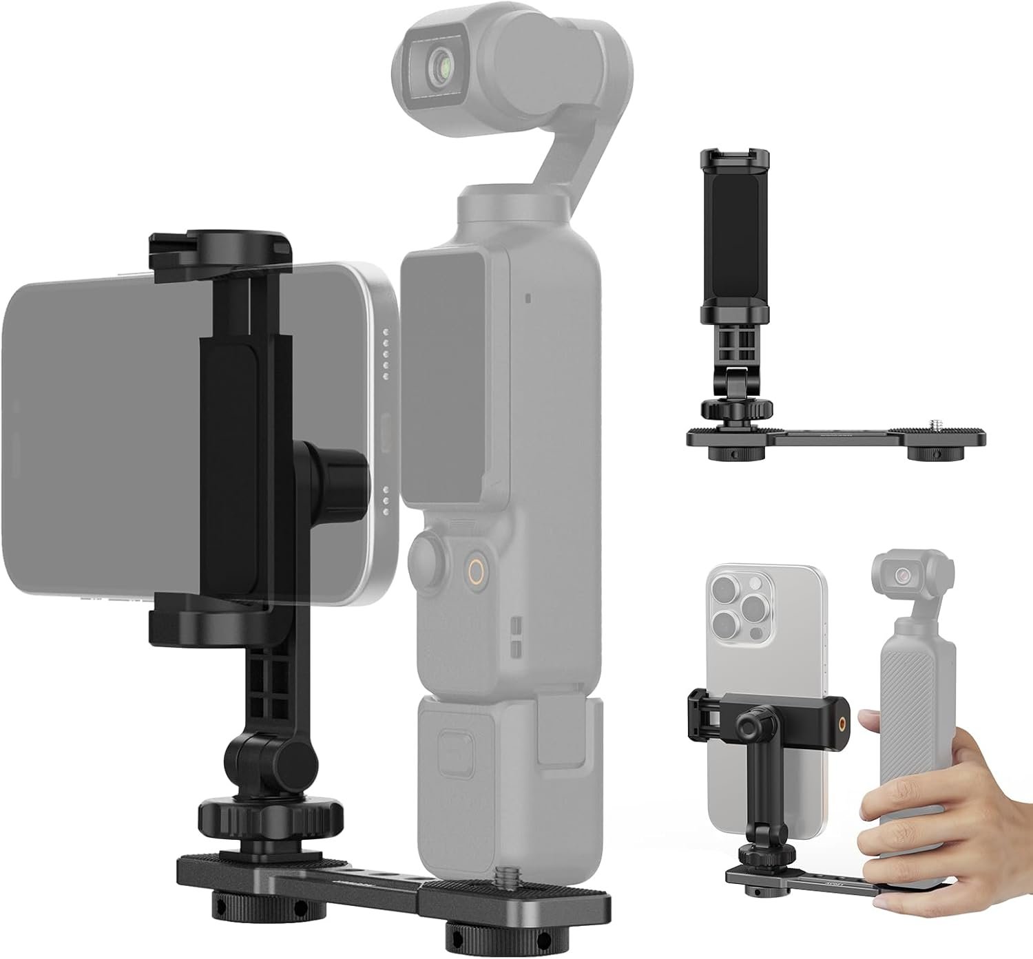 NEEWER Phone Holder Mount Compatible with DJI Osmo Pocket 3, Pocket 3 Expansion Accessories Cell Phone Mount with 1/4" Threads for Tripod and Extension Rod, Cold Shoe for Mini Video Light, Mic, AC021